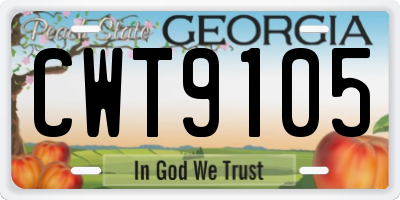 GA license plate CWT9105