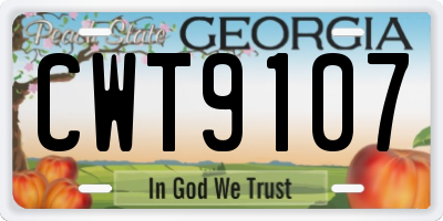 GA license plate CWT9107