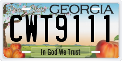 GA license plate CWT9111