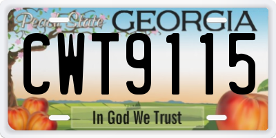GA license plate CWT9115