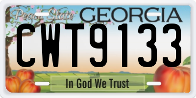 GA license plate CWT9133