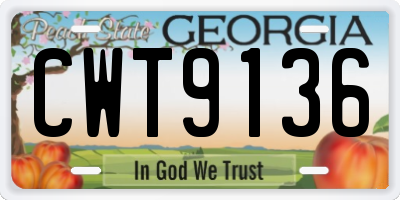 GA license plate CWT9136
