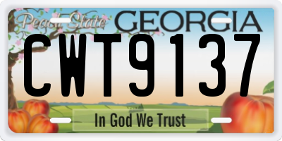 GA license plate CWT9137