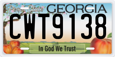 GA license plate CWT9138