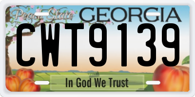 GA license plate CWT9139