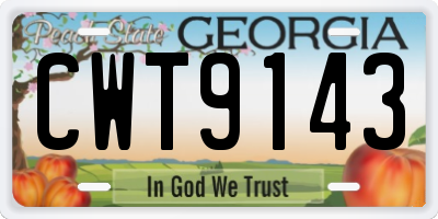 GA license plate CWT9143