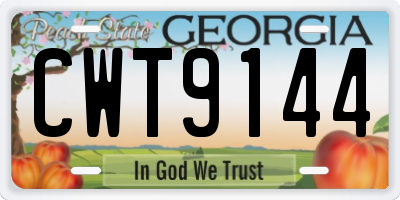 GA license plate CWT9144