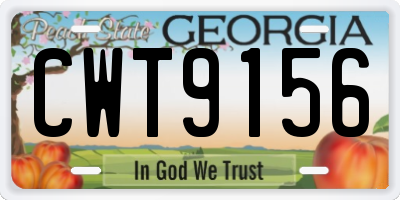GA license plate CWT9156