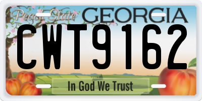 GA license plate CWT9162