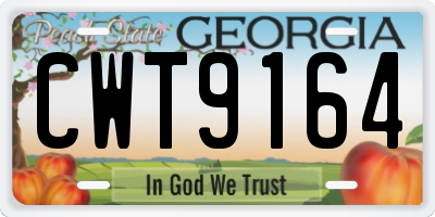 GA license plate CWT9164