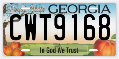 GA license plate CWT9168