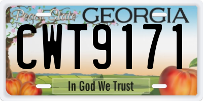 GA license plate CWT9171