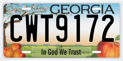 GA license plate CWT9172