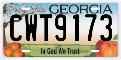 GA license plate CWT9173