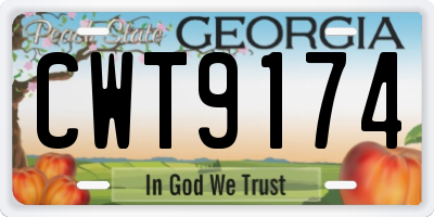 GA license plate CWT9174