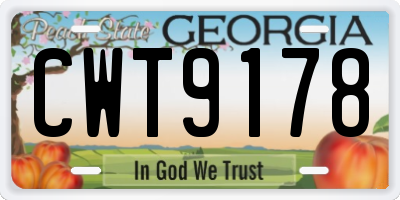 GA license plate CWT9178