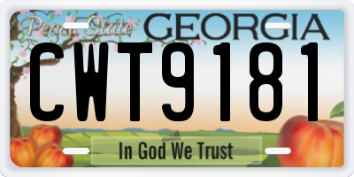 GA license plate CWT9181
