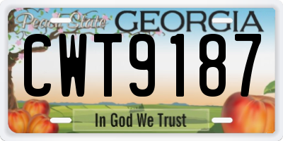 GA license plate CWT9187