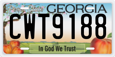 GA license plate CWT9188