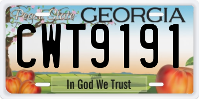 GA license plate CWT9191