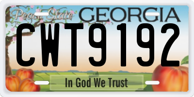 GA license plate CWT9192