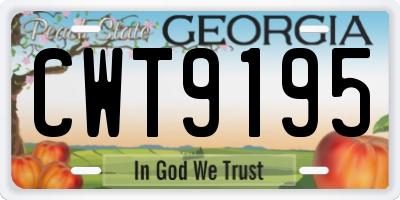 GA license plate CWT9195