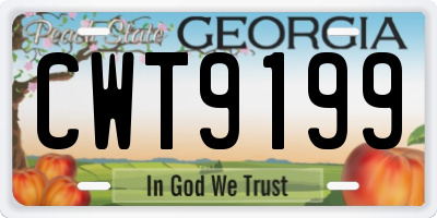 GA license plate CWT9199