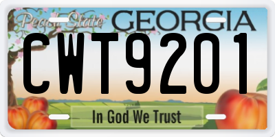 GA license plate CWT9201