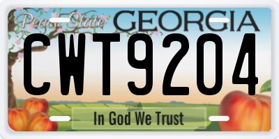 GA license plate CWT9204