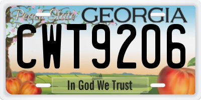 GA license plate CWT9206