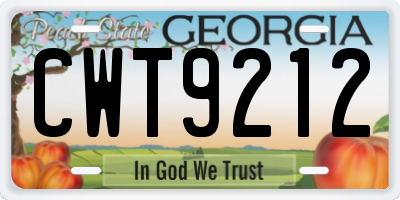 GA license plate CWT9212