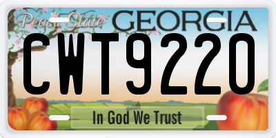 GA license plate CWT9220