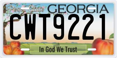 GA license plate CWT9221