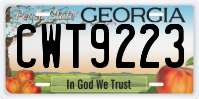 GA license plate CWT9223