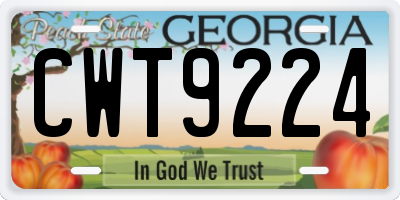 GA license plate CWT9224