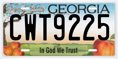 GA license plate CWT9225