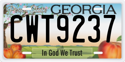 GA license plate CWT9237