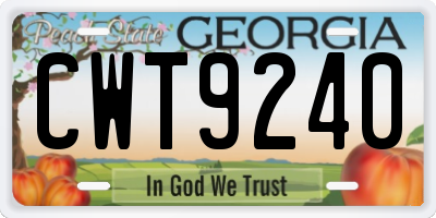 GA license plate CWT9240