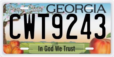GA license plate CWT9243