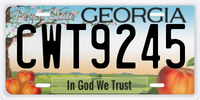 GA license plate CWT9245