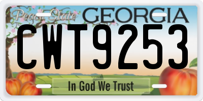 GA license plate CWT9253