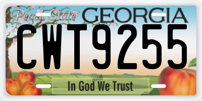 GA license plate CWT9255