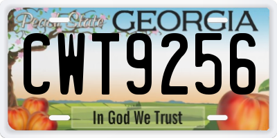 GA license plate CWT9256