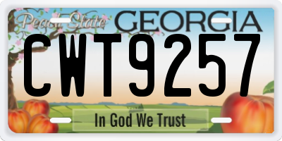 GA license plate CWT9257