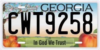 GA license plate CWT9258