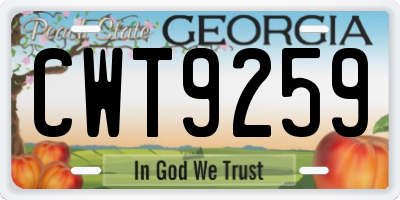 GA license plate CWT9259