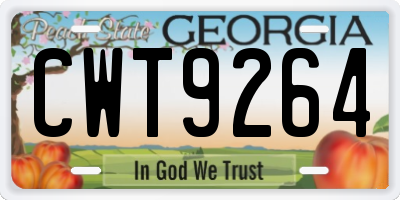 GA license plate CWT9264