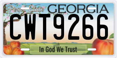 GA license plate CWT9266