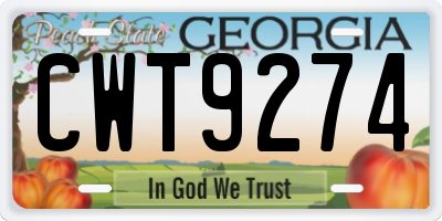 GA license plate CWT9274
