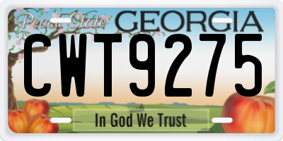GA license plate CWT9275